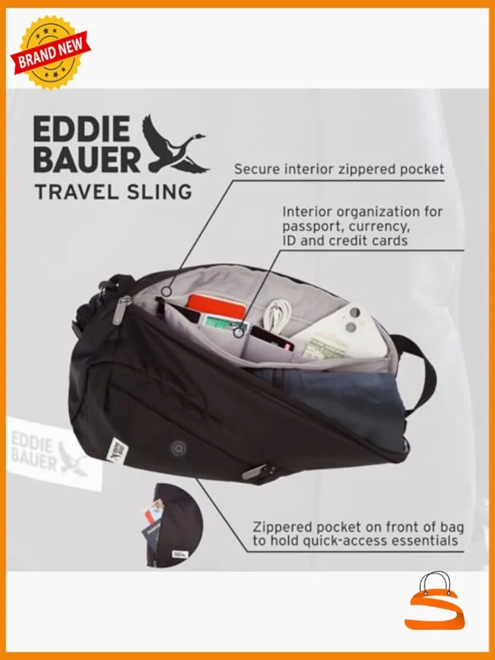 RFID-Blocking Travel Sling Bag - Lightweight Crossbody Security Backpack